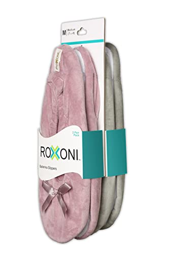 Roxoni Women's Terry Classic Cotton & Velour Ballerina Slippers (Pack Of 2) #TOP2