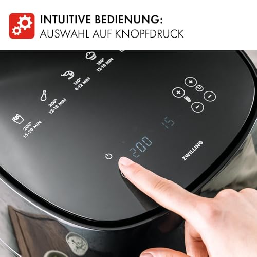 Foto von ZWILLING Heißluftfritteuse, Airfryer, 4 L, 6 Programme, 1.400 Watt, kompaktes Design, Frittieren, Garen und Backen ohne Fett, Schwarz