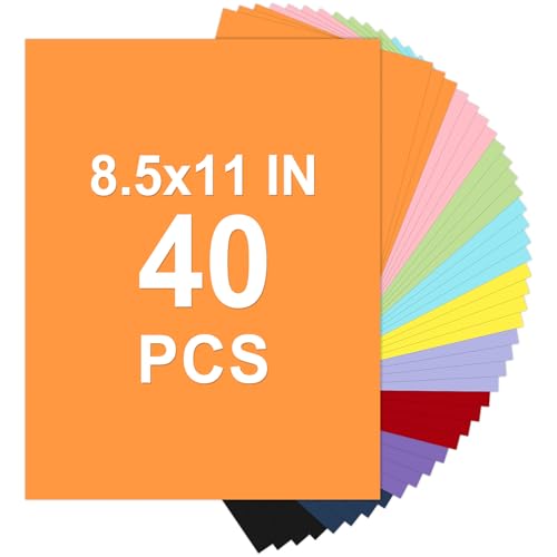 Cardstock 8.5 x 11, 10 Colors Colored Printer Paper 75 lb/200 gsm, 40 Sheets Colored Card Stock, Assorted Colors Construction Paper for Invitations, Diy Cards, Business Cards, Drawing etc
