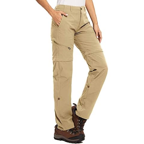 Jessie Kidden Women's Hiking Trousers Convertible Quick Dry Lightweight Outdoor UPF 40 Fishing Safari Waterproof Travel Camping Capri Pants #2192-Light Khaki-34 (US 14) Cover