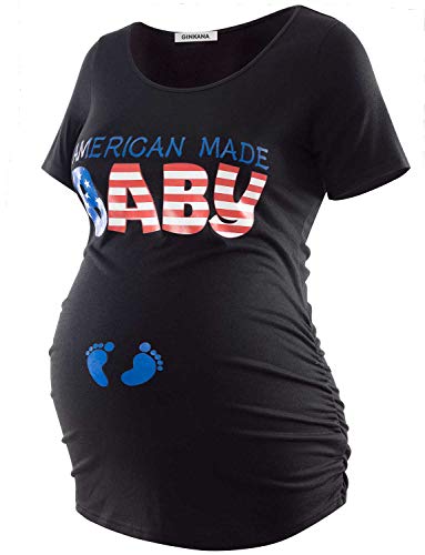 GINKANA Maternity Patriotic Shirts July 4th Womens Maternity American Flag T Shirt