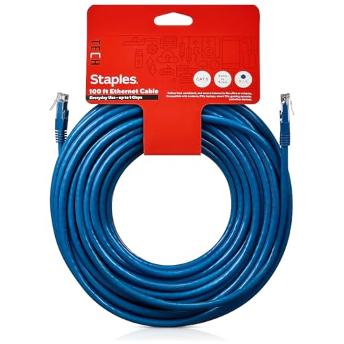 Cable Ethernet Staples TECH CAT-6 100 ft RJ45 Azul miniatura 1