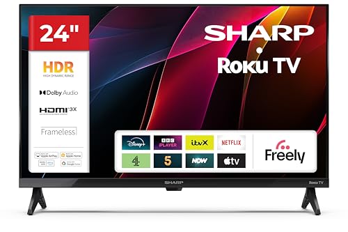Sharp 24-inch HD Ready Frameless LED Roku Smart TV – HDR10, HbbTV, USB Media Playback, DVB-T/T2/C/S2 Tuners – 24HD2325K (HD Series)