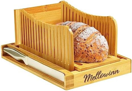 Material Bread Slicer For Homemade Bread, Foldable And Compact Loaf Cutter With Crumb Catcher, Slice Sizing Guide, Great For Homemade Bread, Cakes, Bagels