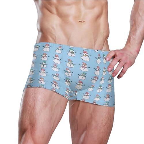 Christmas Xmas Snowman Cute Mens Swim Trunk Swimwear Bathing Suit Swim Brief Square Leg Board Short S B04035253
