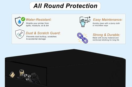 Image of Stylista Waterprood and Dustproof Printer Cover Suitable for Brother Auto Duplex Monochrome Laser DCP-L2605DW, Heavy-Duty black Thick Polyester