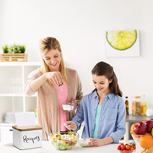 Deppon Recipe Box With Cards And Dividers, White Metal Vintage Farmhouse Design Recipe Organization Box, 4 X 6 Recipe Cards And Box Set With Grooved Lid #TOP4