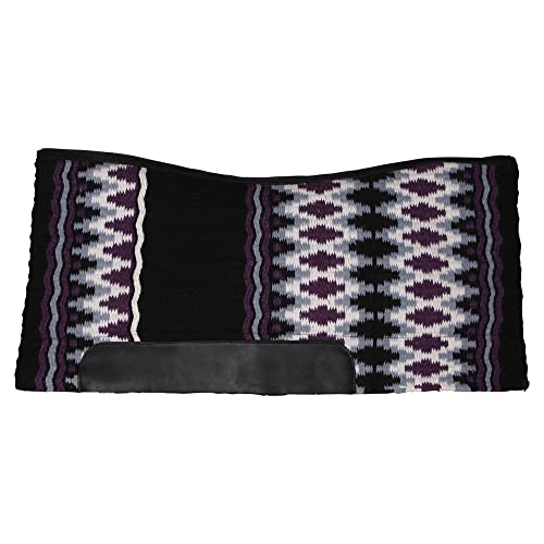 Billy Royal Performance Wool Top Contour Horse Saddle Pad | Size 34x36 | Color Purple/Grey | Enhances Comfort | Vibrant Navajo Design | Contoured Fit | Synthetic Fur Fleece Lining