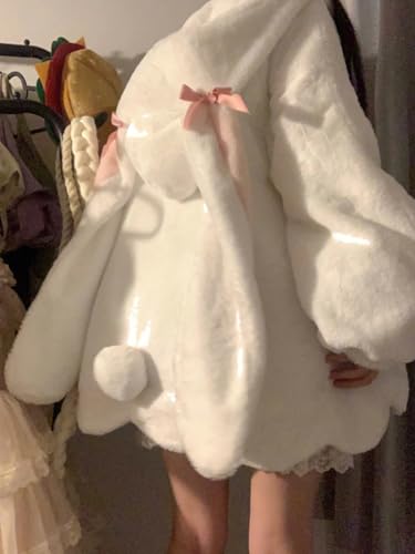 ZITEZHGO Kawaii Bunny Ear Cozy Coat Cute Hoodie Girl Teen Women Fuzzy Button Down Harajuku Fashion Jacket2