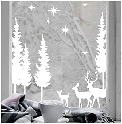 Dizzy Duck Christmas Window Decal | Nordic Scandi Stag Winter Forest | Reusable