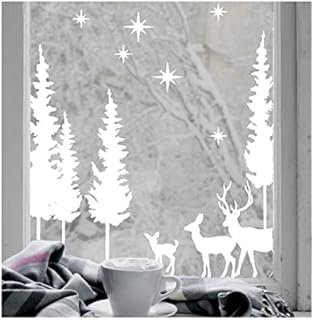 Dizzy Duck Christmas Window Decal | Nordic Scandi Stag Winter Forest | Reusable