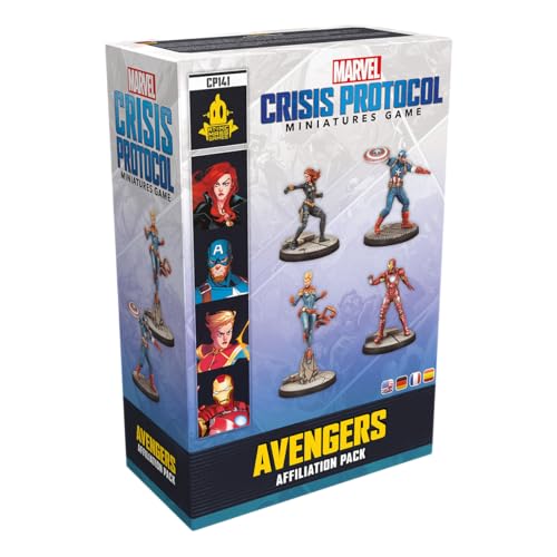Marvel: Crisis Protocol Avengers AFFILIATION PACK - Juego de mesa de superhéroes para 2 jugadores, 90 minutos de juego, 14+ años