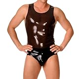 IOKUKI T Shirt en Latex Fait Main pour Homme,Gilet sans Manches en Latex Noir Transparent,Convient aux Vêtements Rubber Club XXL