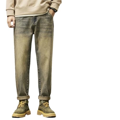 Men Harem Pants Denim Trousers Retro Blue Paches Pockets Trousers Vintage Loose Jeans