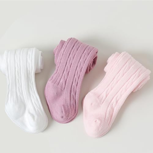 Image of EPEIUS Baby Girl Tights Thick Cable Knit Leggings Stockings Cotton Pantyhose for Newborn Infant Toddler 3 /4 /5 /6 Pack