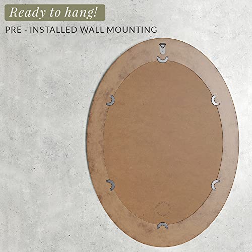 Barnyard Designs 17.75X23.5 Oval Wood Farmhouse Wall Mirror Decorative, Wooden Rustic Small Wall Mirror, Bedroom Mirrors For Wall Decor, Wood Wall Mirror Living Room Or Bathroom Vanity Mirror, White #TOP5