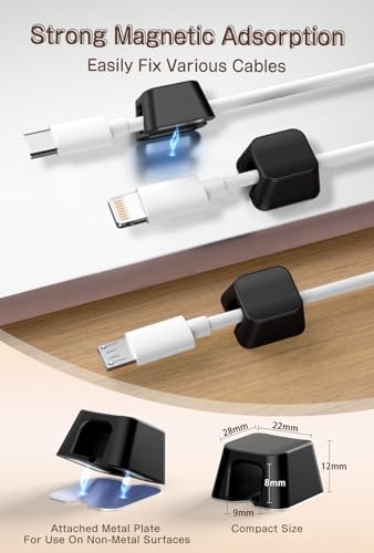 Maveek Magnetic Cable Clips, 5 Pcs Magnetic Cable Management Holder Clips Wire Organiser, Magnetic Cable Tidy Clips with Self-Adhesive Metal Plate for Desktop, Nightstand, Car, Office (Black) - Cosy Home Interiors Maveek Magnetic Cable Clips, 5 Pcs Magnetic Cable Management Holder Clips Wire Organiser, Magnetic Cable Tidy Clips with Self-Adhesive Metal Plate for Desktop, Nightstand, Car, Office (Black) - Image 3