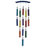 In the Breeze FBA_7010 Glass Mobile Wind Chime-Colorful Hanging Suncatcher, Textured Rainbow