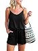 REORIA Womens Casual Summer One Piece Sleeveless Spaghetti Strap Playsuits Short Jumpsuit Beach Rompers Black Medium