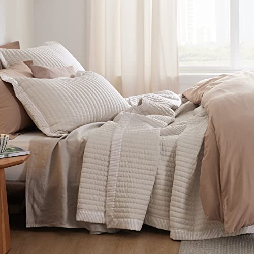 Bedsure Linen Quilt Twin Size - Lightweight Soft Quilt Bedding Set For All Seasons, Bedspreads & Coverlets, Corduroy Pattern Quilt Set, 3 Pieces With 1 Pillow Sham #TOP3
