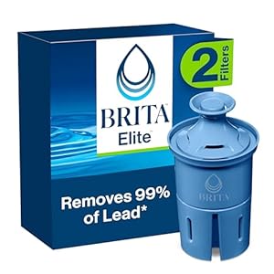 Brita Elite Water Filter Replacements for Pitchers and Dispensers, BPA-Free, Reduces 99% of Lead, Lasts Six Months or 120 Gallons, Includes 2 Pitcher Replacement Filters