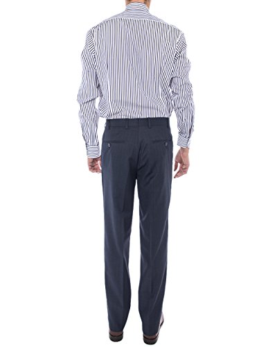 Luciano Natazzi Men's Birdseye 160'S Two Button Wool Suit Side Vent Jacket Pant (40 Regular Us / 50R Eu/W 34", French Blue) #TOP4