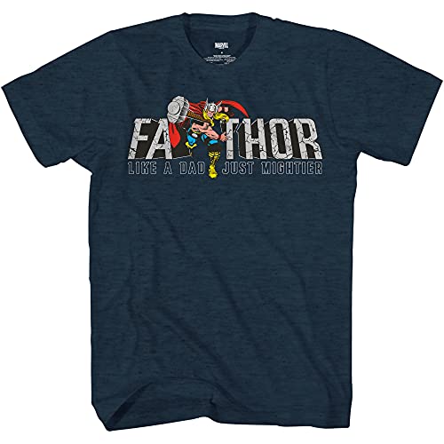 Marvel Thor FA-Thor Mighty Father Dad Mjolinor T-Shirt(Indigo Black Heather XXXL)