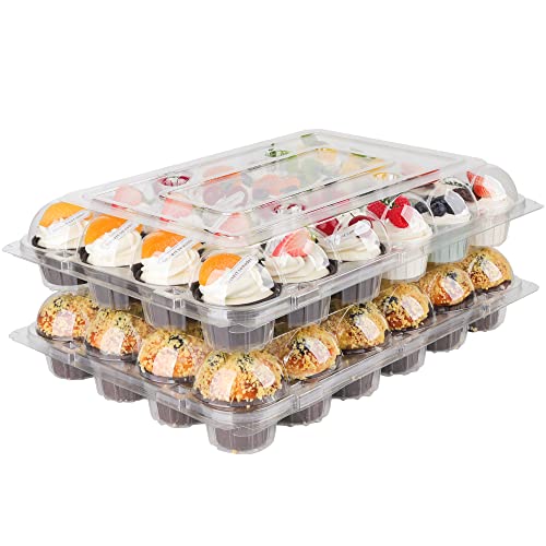 Aukus Cupcake Containers 24 Count, Cupcake Boxes 24 Count, Deep Dome, Stackable & Disposable (Pack Of 10) #TOP4