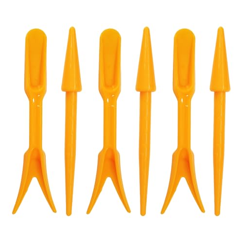 bociloy 6PCS Mini Garden Hand Succulent Transplanting Tools Set, Plastic Seedling Dibber and Digging Tools for Indoor Gardening, Home Plant Care, Repotting, Lawn Maintenance(Yellow)