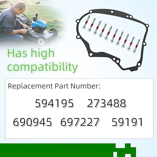 Image of Crankcase Gasket Kit,594195 Compatible with Briggs and Fit for Stratton Small Gasoline Engines,with Mounting Bolts,Replacement 591911, 697227, 690945, 273488
