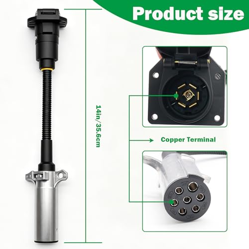 Image of 7 Pin Round to 7 Pin Flat Adapter,7 Pole Round to 7 Way RV Blade Trailer Plug,Trailer Wiring Harness Adapter with Mounting Bracket