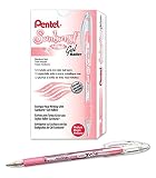 Pentel Sunburst Metallic Gel Pen, 0.8mm Tip Writes 0.4mm Line, Pink/Transparent Barrel Pink Ink, Box of 12 (K908-MP) – view 3