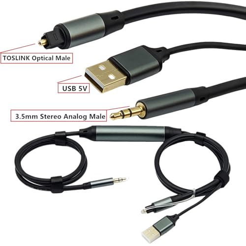 Cable convertidor de sonido digital a analógico DAC USB para dispositivos de audio con jack de 3.5mm 2