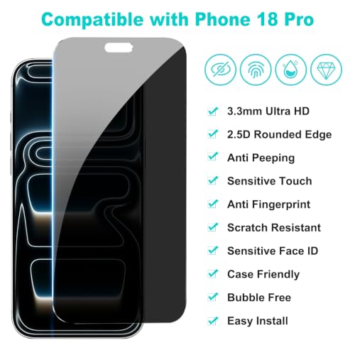 Image of PEHAEL for Phone 18 Pro Privacy Screen Protector+Camera Lens Protector