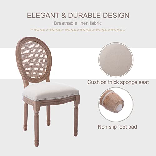 Virabit French Dining Chairs Set Of 2, Rattan Farmhouse Upholstered Dining Chairs With Curved Backrest And Beautifully Carved Solid Woodframe For Living Room, Kitchen, Restaurant #TOP3