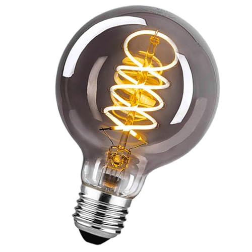 DUTSUGUAR Bombilla Edison E27, Luz Bombillas Vintage E27 Regulable 4W Bombilla LED Blanco Cálido, Ideal Para La Nostalgia De La Decoración Retro Y La Iluminación Retro,Gris- 1 Pieza-80mm