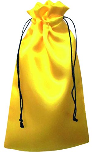 Satin Drawstring Bags, choice of size and colour (25cm x 35cm, Yellow)