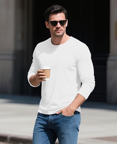 EKLENTSON Men's Cotton Crewneck T-Shirts Long Sleeve Plain Tee Moisture Wicking Casual Tshirts Solid Color4