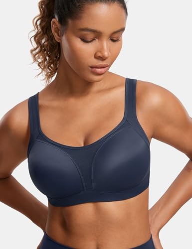 Image of SYROKAN Women's High Impact Underwire Sports Bra High Support Large Bust Padded Adjustable Straps Running Bra