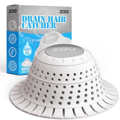 Image of zaa Bathtub Drain Hair Catcher, Premium Silicone Shower Hair Catcher, 1Pack Hair Stopper for Pop Up & Regular Drains of Shower, Bathtub, Bathroom Sink, Bathroom Fixture Accessories, White