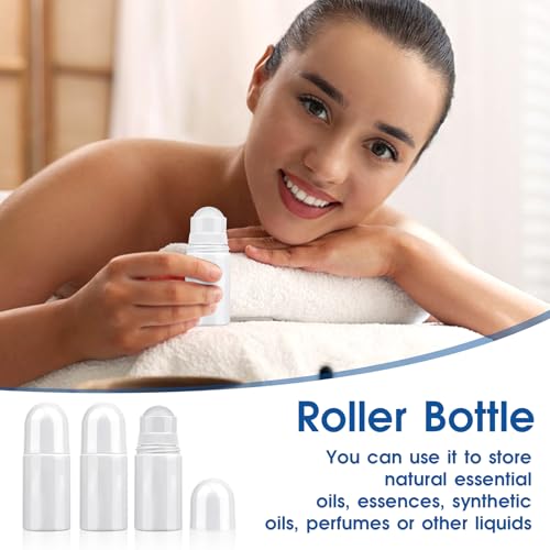 3 Stück 50ml Kunststoff Leer Roller Flaschen Nachfüllbare Roll-On Deo-Flaschen für Duftöle Parfüm Reisen (weiß)