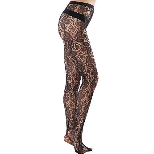 Image of KACOLOR Women Fishnet Stockings Patterned Tights Thigh High Black Lace Leggings High Waist Tights Pantyhose