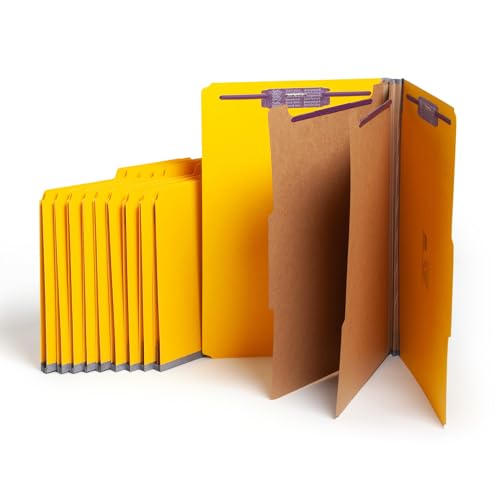 Dossier plastique jaune Legal Smead avec 6 compartiments de rangement pour archivage