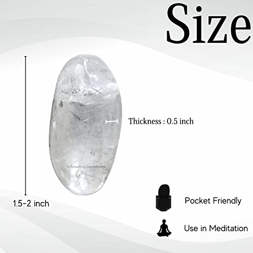 Image of Amazing Gemstone Clear Quartz Crystals and Healing Stones - Large Palm Stone Crystals Piedra - Crystal for Good Luck, Positive Energy, Meditation - Unique Stocking Stuffers & Birthday Gifts