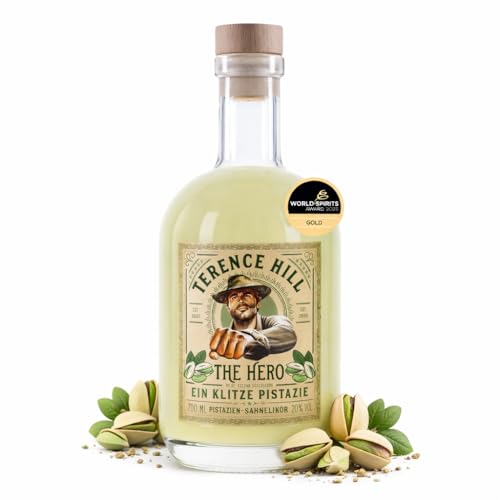 Terence Hill Pistazien Likör - Pistazien Sahnelikör [20% Vol 0 7l] Deutscher Cremelikör - Bud Spencer und Terence Hill Fanartikel - Tolles Geschenk für Männer - Liköre von St. Kilian