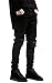 Qazel Vorrlon Men's Slim Fit Black Stretch Destroyed Ripped Skinny Denim Jeans