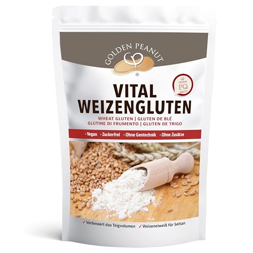GOLDEN PEANUT Vital Weizengluten 1 kg - natürliches Verdickungsmittel rein pflanzlich, Weizeneiweiß, Seitan, kalorienarme Speisestärke, Backen, Kochen
