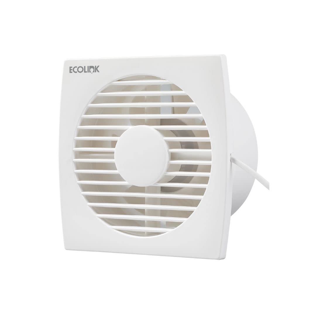 Ecolink TurboAX Axial 150MM Exhaust Fan for Kitchen & Bathroom with Dust Protection Shutters & Thermal Overload Protection | Pack of 1 (White)