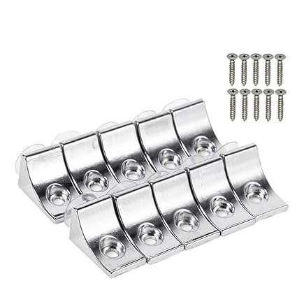 Bosney Glass Shelf Right Angle Fixing Clip Bracket with Suction Cup and Screws (Silver, Standard Size) -Pack of 10 Pieces (B0CNTMF8YD) Amazon Price History, Amazon Price Tracker