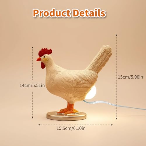 Lámpara de mesa con luz LED tactil, diseño de gallina miniatura 6